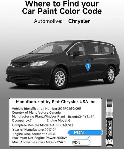 Ceramic Gray(PDN) Touch Up Paint Compatible with Chrysler Exact Match 2 in 1 Touch up Paint for Chips and Nicks Repair with 2pcs Disposable Micro Applicators