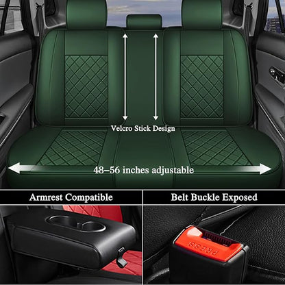otoez Car Seat Covers Full Set, Universal Leather Seat Cover 5 Seat Waterproof & Breathable Automotive Seat Protector Full Coverage for Cars Sedens, Trucks, SUVs, Vans (Green)