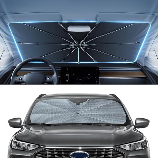 Autorder Windshield Sun Shade Umbrella for 2015-2025 Ford Edge Accessories,Upgraded Ice Crystal Material,Easy Setup Umbrella Sunshade for Car Windshield,100% Sun Blocking