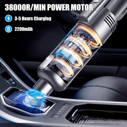 Handheld Car Vacuum Cleaner Cordless: 9500PA Powerful Suction Portable Lightweight Hand Held Vacuum - Large Capacity Battery Last Long Wireless Mini Vacuum with LED Light for Home Office Cleaning