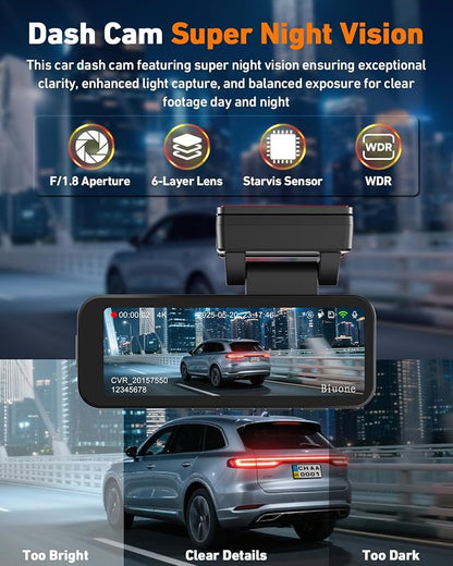 Dash Cam Front and Rear, 4K Dash Camera for Cars Built-in 5G WiFi & GPS, 3.2" IPS Screen Dash Cam W/ 64GB Card, Dual Dashcam W/G-Sensor, Loop Recording, WDR, Night Vision,24H Parking Monitor