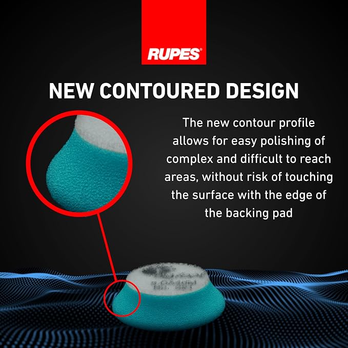 RUPES 40mm Pack of 6 Light Blue D-A Intermediate Foam Polishing Pads | Ideal for Mild to Severe Paint Correction | Improves Finish Performance | Compatible with 1.5" Backing Plate