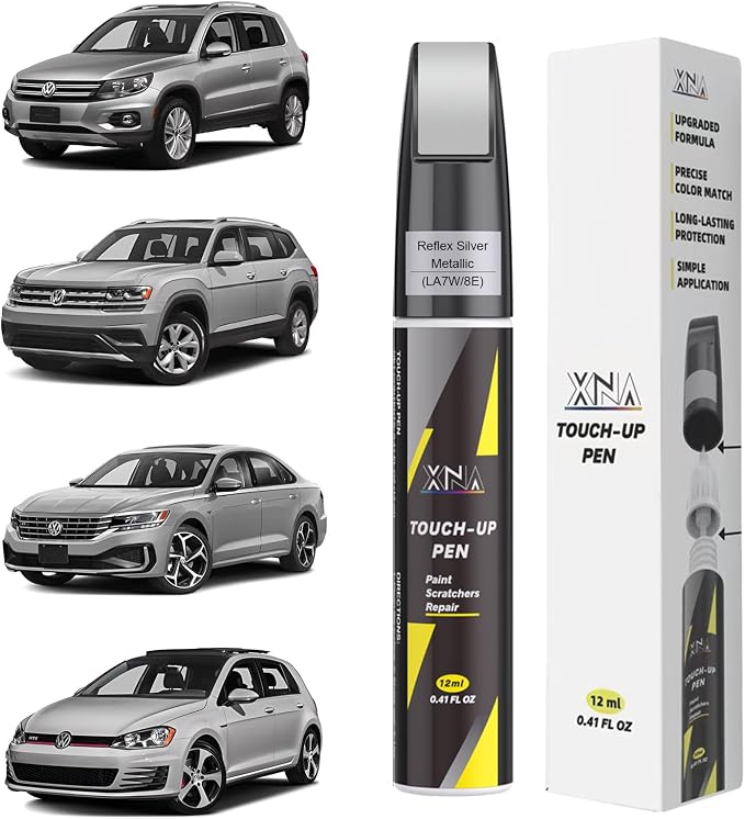 XNA Reflex Silver Metallic(LA7W/8E) for Volkswagen Touch Up Paint, Car Scratch Remover for Nicks and Chips Repair, 2-In-1 Quick & Easy Fix Car Scratch Repair Kit with Exact Color-Matched