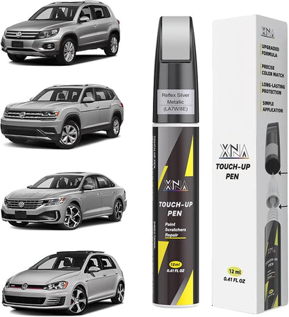 XNA Reflex Silver Metallic(LA7W/8E) for Volkswagen Touch Up Paint, Car Scratch Remover for Nicks and Chips Repair, 2-In-1 Quick & Easy Fix Car Scratch Repair Kit with Exact Color-Matched
