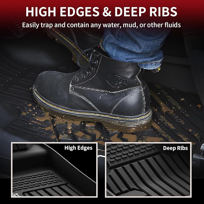 LASFIT Floor Mats for Range Rover Sport 2014-2022 (Not for Discovery/Evoque), TPE All Weather Custom Fit for Land Rover Sport Floor Liners 1st & 2nd Row Car Mats, Black, Easy to Clean