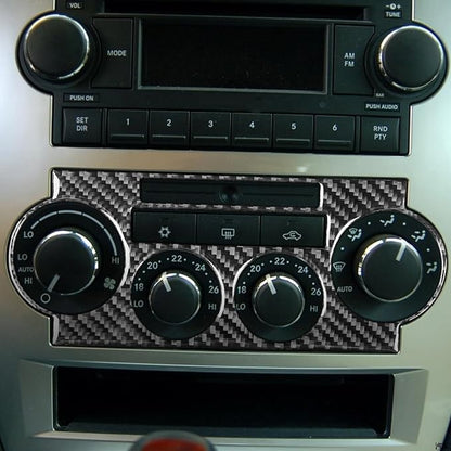 Real Quality Carbon Fiber Decor Car A/C Switch Frame Decal Climate Control Sticker Compatible with Dodge Charger 2008 2009 2010 Interior Accessories Trim Style B Black