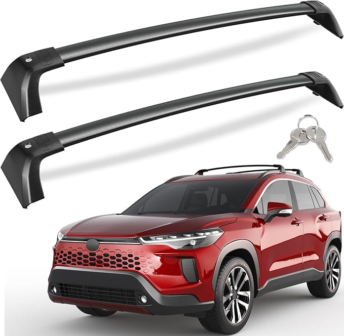 KINGGERI 260Lbs Lockable Roof Rack Cross Bars Compatible with Toyota Corolla Cross 2022 2023 2024 2025 2026 (with Flush Side Rails), Heavy Duty All Aluminum Rail Crossbar Anti-Theft Metal Matte Coated