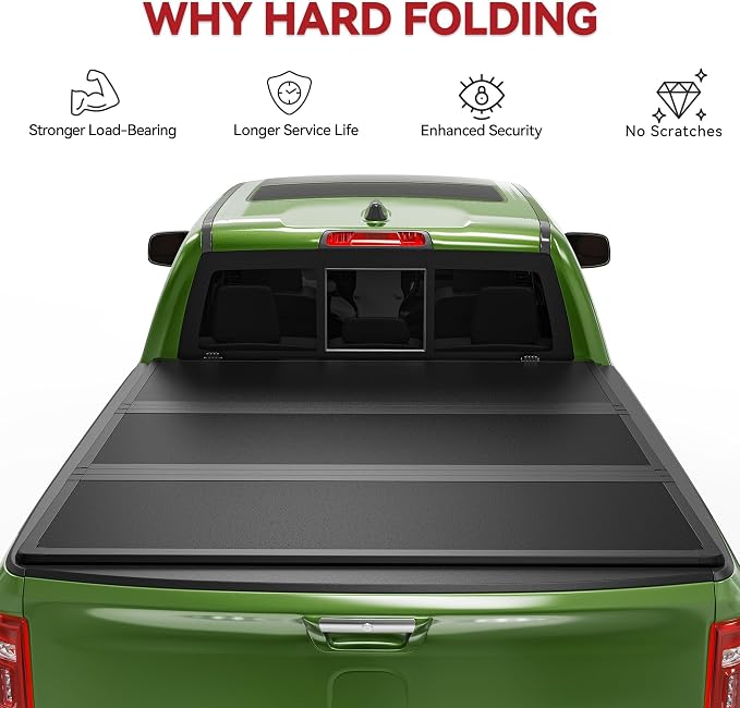 YITAMOTOR FRP Hard Tri-fold Truck Bed Tonneau Cover Fits for 2014-2018 Chevy Silverado/GMC Sierra 1500, Fleetside 5.8 ft Bed