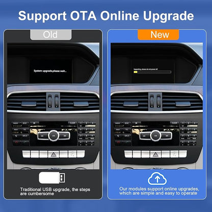 Wireless Carplay Android Auto Adapter for Mercedes Benz NTG4.5/4.7 C Class W204 2011-2013 Year, Carplay Wireless Decoder Retrofit Kit Support YouTube, Mirrorlink, Reverse Camera