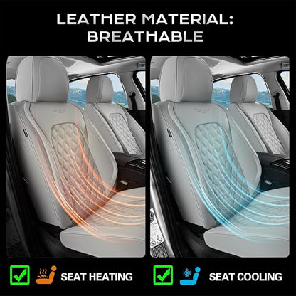 Coverado Front Seat Covers, Waterproof Nappa Leather Dust-Proof Protectors, Universal Fit for Most Vehicles, Anti-Scratch Seat Covers for Sedans, SUVs, Pickup Trucks – Gray