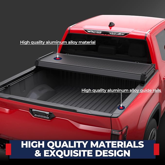 MOSTPLUS Tri Fold Hard Truck Bed Tonneau Cover Compatible with 2014-2025 Toyota Tundra Fleetside for Models with The Deckrail System 5.5 FT-3 Fold Aluminum Bed 66.7 inch