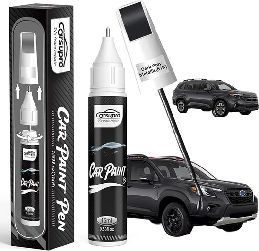 Dark Gray Metallic(61K) for Subaru Touch Up Paint Pen, 2 in 1 Car Scratch Remover with Pen Tip and Brush, Precise Color Match for Car Paint Scratch Repair, Quickly and Easily Fix Chips and Nicks