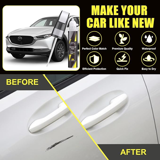 XNA Brilliant Black(A3F) for Mazda Touch Up Paint, Car Scratch Remover for Nicks and Chips Repair, 2-In-1 Quick & Easy Fix Car Scratch Repair Kit with Exact Color-Matched