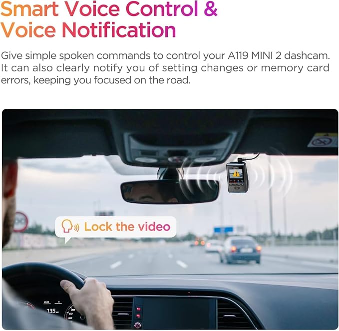 VIOFO Dash Cam A119 Mini 2, STARVIS 2 Sensor, 2K 60fps/HDR 30fps Voice Control Car Dash Camera with 5GHz Wi-Fi GPS, Night Vision 2.0, 24H Parking Mode, Supercapacitor (SD Card Not Included)