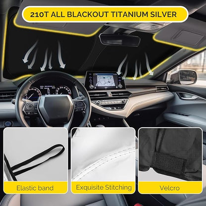 Car Windshield Sun Shade Compatible with 2014-2024 2025 2026 Jeep Grand Cherokee Accessories Foldable Front Window Sunshade Custom Windshield Sun Visor