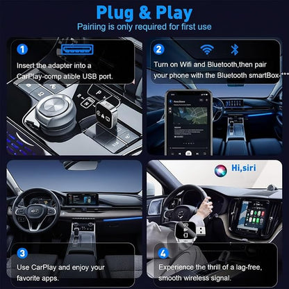 Wireless Carplay Mirror Link Adapter, 2026 Upgrade 3 in 1 Compatible with Airplay/Android Auto/Carplay for Cars with Built-in Wired Carplay Plug, USB Adapter for iPhone Apple Android(for iPhone)