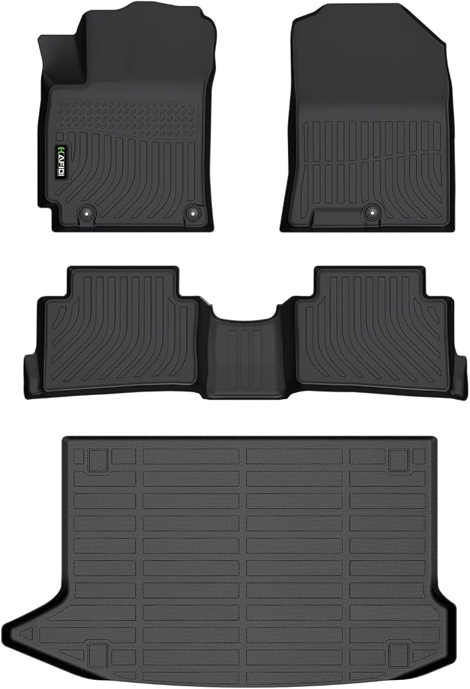 All Weather Car Floor Mats & Cargo Liner Set for Hyundai Kona 2018-2023/ Kona N 2022-2023 (No Electric Models) Custom Fit Accessories - Black