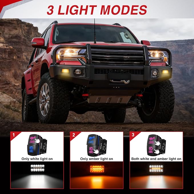Nilight Flush Mount LED Light Pods 2PCS 6 Inch 39W Amber White 3 Lighting Modes Fog Lights Spot Flood Beam with Dual Control 18AWG Wiring Harness for Truck Pickup Golf Cart UTV ATV SUV Boat 4x4 Car
