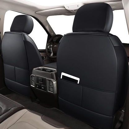 Huidasource Car Seat Covers for Dodge Ram, Full Coverage Waterproof Leather Pickup Truck Seat Cushion Protector Fit for 2009-2018 1500, 2010-2025 2500/3500 Crew Mega Cab(Full Set/Black&Blue)