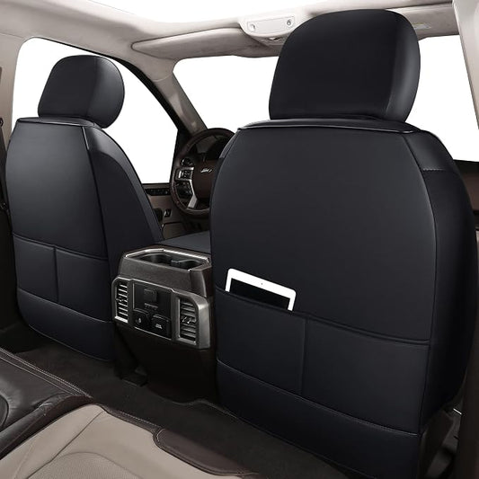 Huidasource Car Seat Covers for Dodge Ram, Full Coverage Waterproof Leather Pickup Truck Seat Cushion Protector Fit for 2009-2018 1500, 2010-2025 2500/3500 Crew Mega Cab(Full Set/Black&Blue)