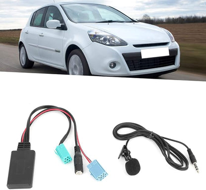 Bluetooth Audio Adapter,DC12V 6Pin Bluetooth Audio Cable Car Stereo AUX-in Adapter with Microphone ABS Fit for Clio/Espace/Megane