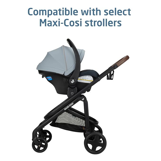 Maxi-Cosi Mico Pro Baby Infant Car Seat with Base, Ventilated Chair, Soft Headrest Pad, Easy-Install Latch, Adjustable Belt Guide, 3-Position Base, Stroller-Ready, 4-30 lbs, up to 32 in, Seascape