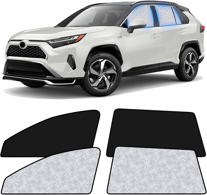 ZATOOTO Car Window Shades for Toyota RAV4 2019-2024, 4 Pcs Magnetic Car Window Covers, 100% UV Protection Foldable Privacy Curtains Side Window Sun Shade for Baby Breastfeeding Sleeping Camping