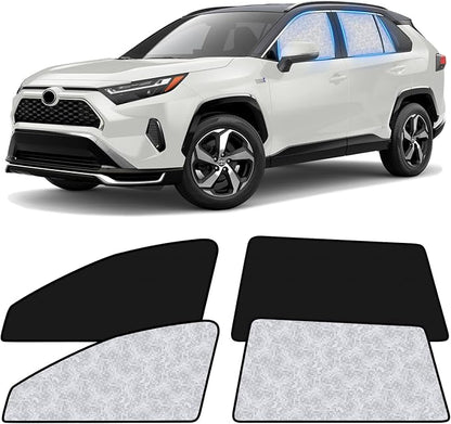 ZATOOTO Car Window Shades for Toyota RAV4 2019-2024, 4 Pcs Magnetic Car Window Covers, 100% UV Protection Foldable Privacy Curtains Side Window Sun Shade for Baby Breastfeeding Sleeping Camping