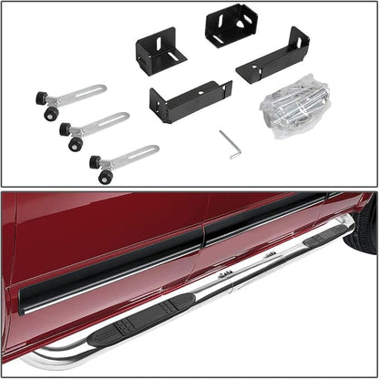 DNA Motoring 3" Running Boards Compatible with 99-11 Sierra Silverado / 02-09 Ram 1500 2500 3500 Extended, Crew Cab, Chrome Side Step Nerf Bars, STEPB-3-UNI-SS