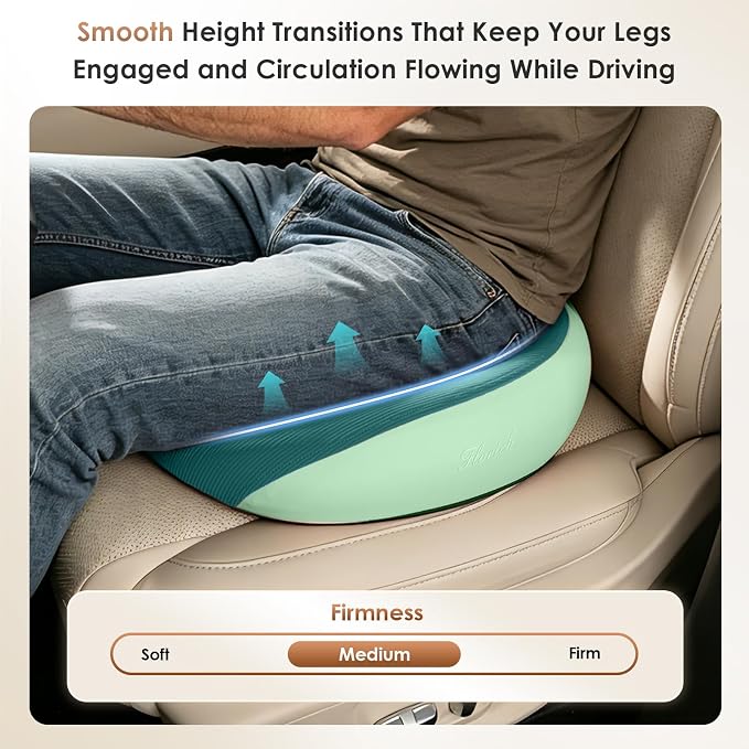 FLORICH Large Car Seat Cushion for Long Sitting, Ergonomic Memory Foam Driving Seat Cushion for Back & Sciatica Pain Relief, Non-Slip Washable Seat Cushion for Car, Driver, Office-Green