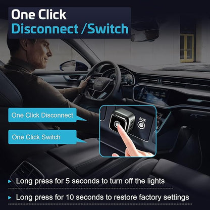 Wireless CarPlay Adapter, 2-in-1 Wireless CarPlay & Android Auto Dongle, 1-Click Multi-Device Switch, Fast Auto Reconnect, OTA Upgrade, USB‑C, for iOS 10+/Android 11+ & Factory Wired CarPlay Cars