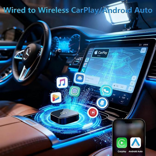 Wireless CarPlay Adapter2026 Upgraded – Suitable for Apple iPhone & Android, with Compact Size, Plug-and-Play Convenience, and Fast, Stable Connection for CarPlay & Android Applications