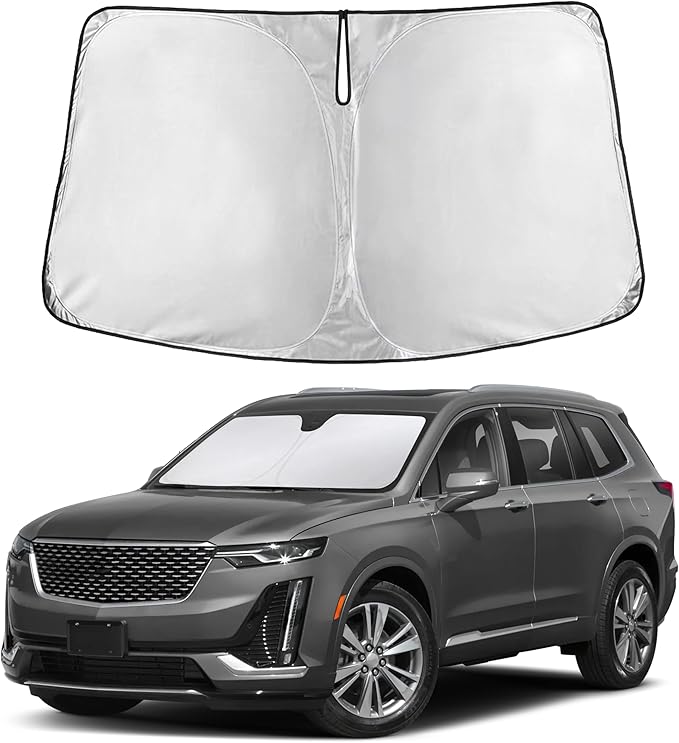 EcoNour Windshield Sunshade Compatible for Cadillac XT6 2020-2023 2024 2025, Sun Visor for Front Windshield & Window Sun Shade Cover, UV Heat Blocker & Protector, Car Accessories