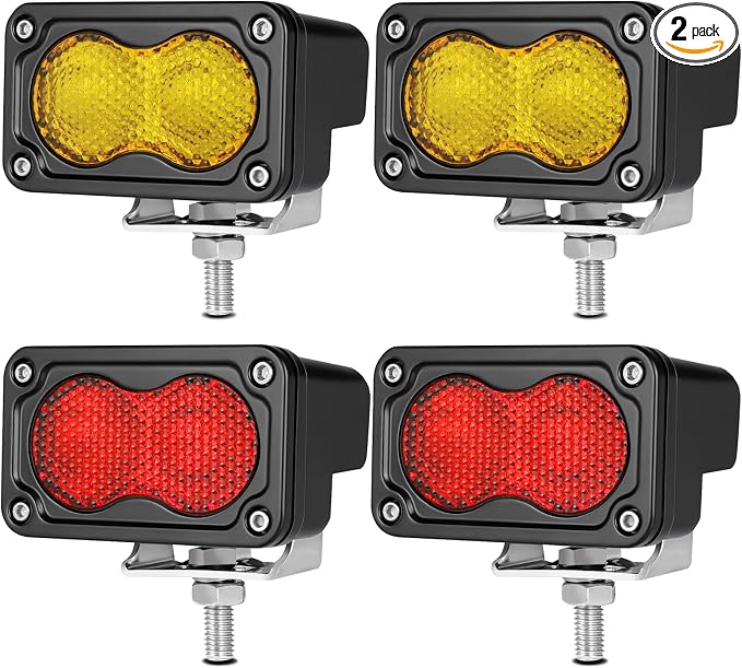 3 Inch LED Pod Lights Red Yellow Off Road Auxiliary Rear Light Fog Driving Cube Light Bar Red Hunting Fishing Emergency Safety Signal Work Lights for Truck UTV Pickup Motorcycle Boat