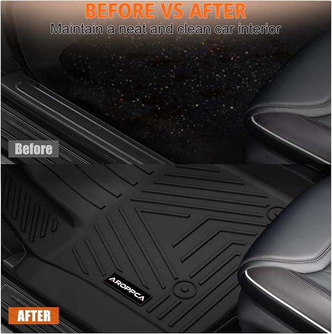 Floor Mats for 2019-2025 Chevy Silverado/GMC Sierra 1500 Crew Cab, 2020-2025 Chevrolet Silverado/GMC Sierra 2500HD/3500HD Crew Cab with Rear Under-Seat Storage, Floor Liners for Silverado Accessories