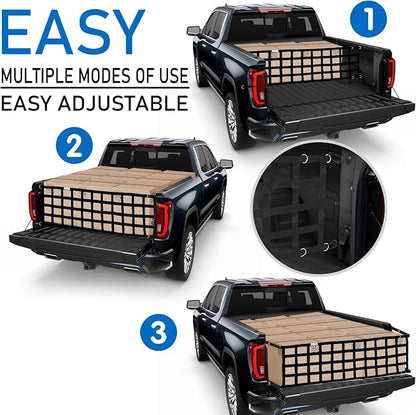 Tailgate Net-LLTTLTMM,Heavy Duty Tailgate Truck Cargo Net for Full Size Truck,60inx18in Easy-to-use Cargo Net for Pickup Bed Net for Chevrolet,Ford,Toyota,GMC,Jeep,Dodge RAM,Pickup(Black)