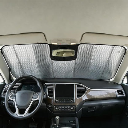 GWUSKDT Car Windshield Sunshade-Thicken 5-Layer Bubble Block Heat and Sun UV Rays,Front Windshield Sun Shade- Keeps Your Vehicle Cool - 58 x 27.5 Inch new Upgraded (New Sliver)