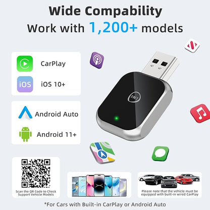Android Auto Wireless Adapter Carplay - 2 in 1 Wireless Android Auto Car Adapter & Car Play, Stable Control No Delay [2026 Upgraded] Silver