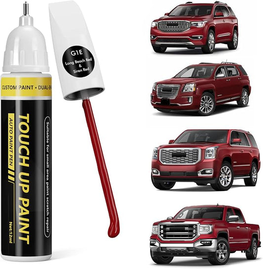 (Long Beach Red/Siren Red (G1E) Car Touch Up Paint for GMC, Car Paint Scratch Repair Kit, Quick & Easy Solution, 2 in 1 Scratch Remover Pen with Color-Matched