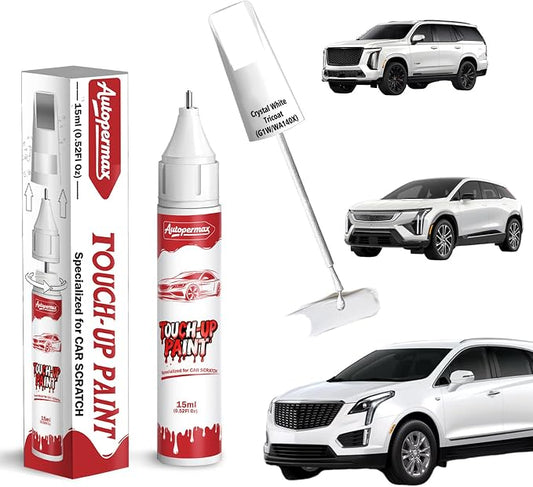 Crystal White Tricoat(G1W/WA140X) Car Touch Up Paint for Cadillac, Color Accurate Two-In-One Car Paint Scratch Repair Pen, Professional Scratch Remover for Vehicles Chips and Nicks Scuff