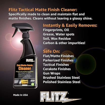 Flitz Flat Matte Finish Cleaner - 16oz Bottle of USA-Made Vinyl Wrap Spray to Easily Remove Grease, Wax, Dust, & More - Quick Drying Matte Paint Cleaner - Ideal for Cars, Motorcycles (1 Pack)