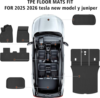 Floor Mats Cargo Liner with Backrest Mat & Front Rear Cargo Mat for 2025 2026 New Model Y Juniper,TPE Rubber Liners Full Set Automotive Mats for 2025 New Model Y Accessories