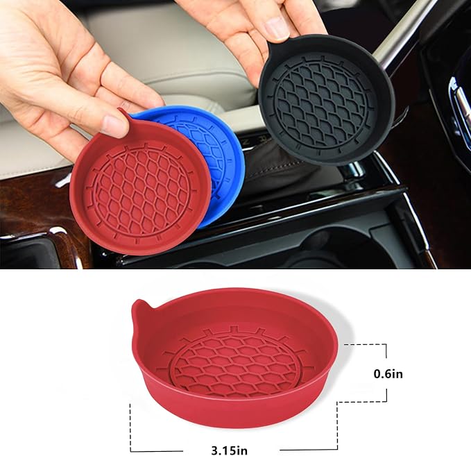 3 Piece Carbon Fiber Steering Wheel Cover,Car Steering Wheel Protector with Non-Slip Lining,Breathable Microfiber Universal for 14.5-15 inch,Red