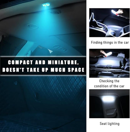 KVAEY 4 PCS Car LED Lights Interior Wireless, 7 Colors Magnetic Auto Ambient Light with 6 Bright LED Lamp Beads, Portable USB Rechargeable Vehicle Interior Led Night Light (Colorful, Magnetic, 4pcs)
