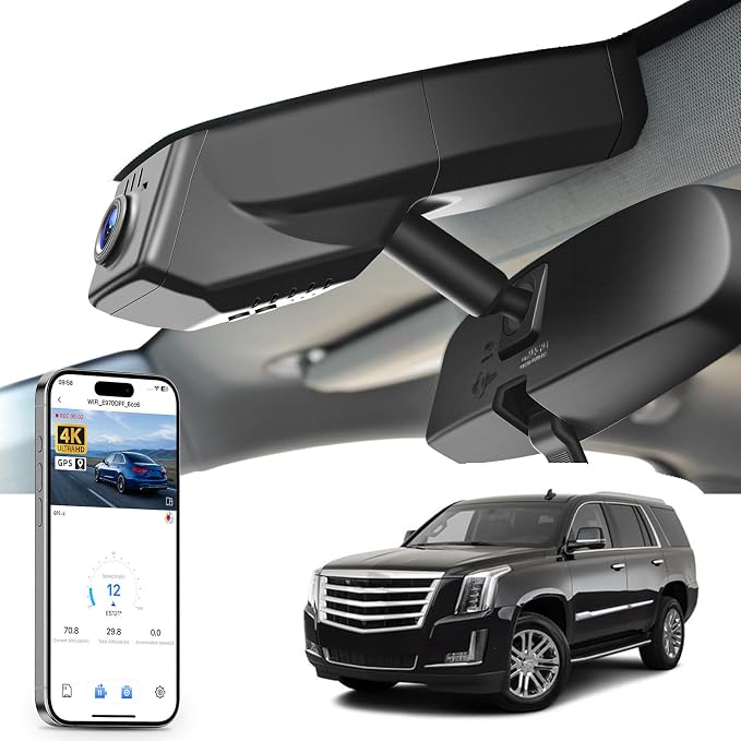 Mangoal 4K Dash Cam for Cadillac EScalade/EScalade ESV 2015-2020(Model C), Base Standard Premium Luxury, Model B & Model C Have Same Models Years but Vehicle Sensor Cover are Different, GPS, 64GB Card