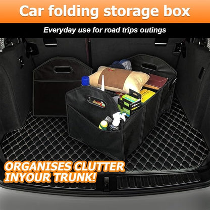 Car Trunk Organizer, 42L Collapsible Vehicle Storage Box with Reinforced Handles and Compartments, Waterproof Auto Interior Organizing Accessories, Universal for SUV, Truck, RV