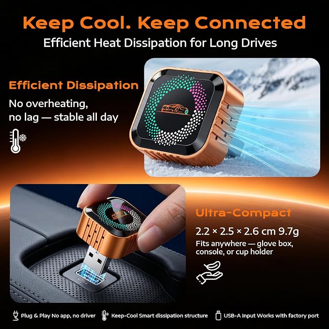 4-in-1 Wireless CarPlay Adapter with Screen Mirroring, Plug & Play No App | Watch Netflix/YouTube in Car, Android Auto AirPlay Mirror Link, Compatible with 800+ Cars iPhone Android, USB-A/C Input