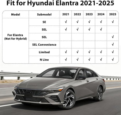 Floor Mats & Cargo Liner for Hyundai Elantra & Elantra N 2021-2025 (NOT Hybrid), All-Weather TPE Full Coverage for Elantra, Custom Fit Waterproof Car Liners Accessories Non-Slip Easy-Clean Mats