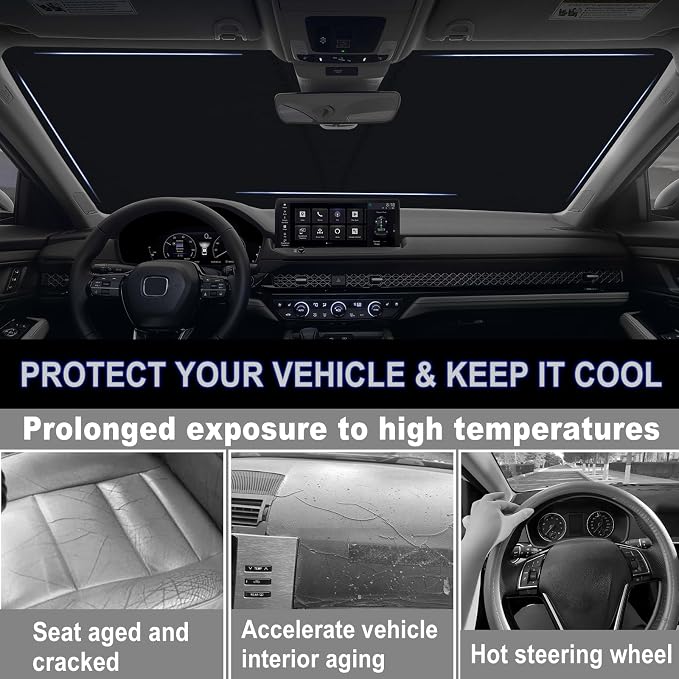Car Windshield Sun Shade for 2023-2026 Honda Accord| Front Window Sun Visor| 310T Reflective Polyester| UV Heat Insulation Protection| Foldable Sunshade with Storage Pouch