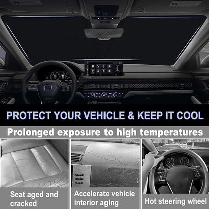 Car Windshield Sun Shade for 2023-2026 Honda Accord| Front Window Sun Visor| 310T Reflective Polyester| UV Heat Insulation Protection| Foldable Sunshade with Storage Pouch
